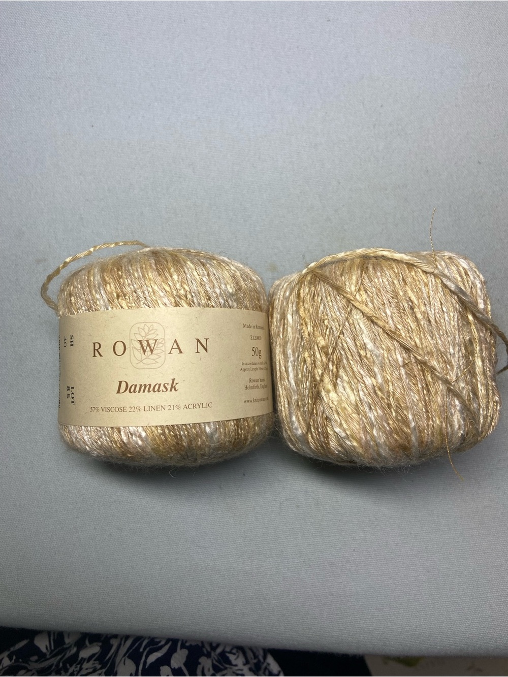 Rowan Damask Shimmery Golden Yarn - 2 Skeins